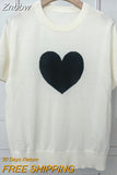 Znbbw Pattern Knitted T-Shirt Women 2023 Summer Clothing Casual Silk Luxury Designer Tee Shirt Tees Tops Female Fashion T-Shirts