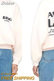 Znbbw Graphic Sweatshirts for Women Printed Loose Fashion Pullovers Tops 2023 Spring Autumn Female Vintage Sweatshirt Hoodies