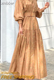 znbbw Women Floral Printed Lantern Long Sleeve Sundress Female Vintage Cake Loose Beach Dress Elegant Cascading Ruffles Cover-Ups