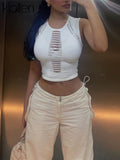 Znbbw Sexy Hollw Out Tank Top Women Summer Casual Skinny Sleeveless y2k Streetwear Crop Tops 2023 Korean Fashion T-shirts