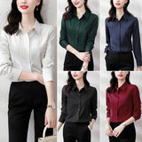 Znbbw Striped Shirts Women Korean Fashion Long Sleeve Blouse Top Women Elegant Office Lady High Quality Formal Clothing 2023