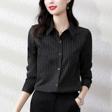 Znbbw Striped Shirts Women Korean Fashion Long Sleeve Blouse Top Women Elegant Office Lady High Quality Formal Clothing 2023