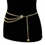 Znbbw New Women Lady Sexy Gold Silver Waist Back Chain Rhinestone Belly Lower Cross Body Jewelry Chain Belt Cummerbunds