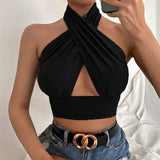 Znbbw Fashion Sexy Halter Crop Top Sleeveless Backless Women Tank Top Clubwear Streetwear Summer Lady Hollow Out Camis Tops