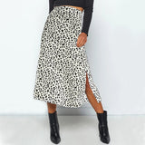 Znbbw New Sexy Leopard Print Chiffon Split Skirt Casual Fashion Long Skirts for Women Spring Summer Zip Elegant Female Skirt