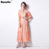 Znbbw Spring Fashion Runway Autumn Maxi Dress Women Long sleeve Single Breasted Flower print Elegant Party Holiday Long Dress