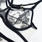 Znbbw Erotic Lingerie Set Woman 3 Pieces Sensual Embroidery Transparent Brief Sets Fancy Garters Luxury Lace Sexy Outfits