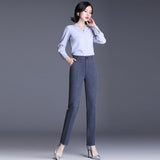 Znbbw Waist Women Pants Simplicity Office Lady Suit Pants Female Vintage Straight Trousers Gray Black Casual Pants Pantalones