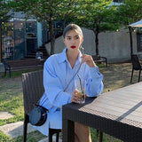 znbbw Spring Korea style Oversize Women Tunic Shirt Turn-Down Collar Full Sleeve Solid Long Ladies Shirts Chic Button Female Tops