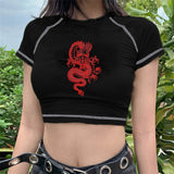 Znbbw tops women y2k vintage dragon Vest Women Sexy Slim Outfits Female Tank Summer Tops Gothic Punk shirt Gothic shirt