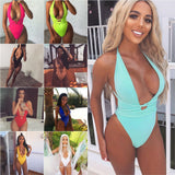 Znbbw Deep V-Neck Bikini Women's Swimsuit Halter Bathing Suit 2023 Monokini String Sexy Swimsuit One Piece High Cut Swimwear