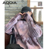 znbbw Winter Streetwear Tie dye Knit Women's Sweater Loose Long Sleeve Wool Warm Sweaters Women Fashion Female Pullovers Tops