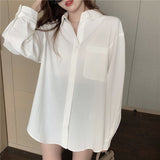 Znbbw Oversized Blue Shirts Womens Spring Autumn Blouses Fashion OL Blusa Tops Casual Solid Long Sleeve White Shirt Oversize