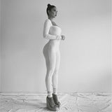 znbbw Spring Ribbed Black Jumpsuit Women Long Sleeve Backless Bodycon Jumpsuits White One Piece Sexy Club Outfit For Women
