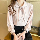 Znbbw Sleeve Women Shirt Bow Collar Chiffon Blouse Shirt Women Tops Blouse Women Blusas Mujer De Moda 2023 Women Clothing E576