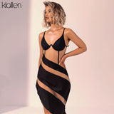 Znbbw fashion sexy see through v neck strap mini dress women summer party beach vacation bodycon dress new black patchwork