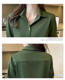 Znbbw Blouses Femme Long Sleeve Green White Blouse Women Tops Blouse Women Blusas Mujer De Moda 2023 Chiffon Blouse Shirt E678