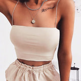 Znbbw New Fashion Women Spaghetti Strap Crop Top Sexy Bodycon Sleeveless Cami Tube Top Basic Plain Camisole