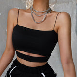 Znbbw New Fashion Hot Sexy Women Summer Sexy Casual Sleeveless Cut-Out Short Tee Shirt Crop Top Vest Strap Tank Top Blouse