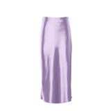 Znbbw Purple Satin Silk Skirt Women High Waisted Summer Long Skirt New 2023 Elegant Ladies Office Skirts Midi Spring