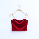 Znbbw Sexy Spaghetti Straps Tank Top Velvet Short Crop Top 7 Colors Sexy Boob Tube Top Bustier Brief Vest T-shirts Tee