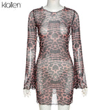 Znbbw Autumn Fashion Sexy Hollow Out Backless Leopard Women Dress Casual Street Party Vacation Beach Bodycon Dress Ladies