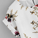 Znbbw Fashion Floral Print Blouse Pullover Ladies O-Neck Tee Tops Female Women's Short Sleeve Shirt Blusas Femininas Clothing