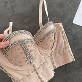 Znbbw New Fashion High Street Chest Wrapped Padded Vest Beads Summer Sexy Sleeveless Bustier Crop Tops Women Party Wear