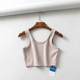 Znbbw women summer crop tops sleeveless short cotton u collar knitted bar