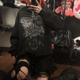 Znbbw Aesthetic Butterfly Zip Up Oversized Sweatshirts Harajuku Long Sleeve Goth Hoodies Y2K Autumn Grunge Punk Coat Retro Clothes