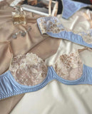 Znbbw Sexy Lingerie Lace Embroidery Erotic Underwear Set Underwire Push Up Bra Brief Sets with Garters Fancy Sensual Outfit