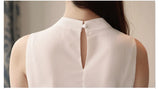 Znbbw Summer Tops Women Blouses Femme Blouse Women Blusas Mujer De Moda 2023 Verano Sleeveless White Chiffon Blouse Shirt E770