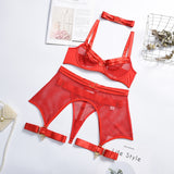 Znbbw Four-Piece Set Erotic Lingerie Transparent Bra Kit Push Up See Through Lace Langerie Mesh Seamless Underwear Garters