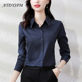 Znbbw Striped Shirts Women Korean Fashion Long Sleeve Blouse Top Women Elegant Office Lady High Quality Formal Clothing 2023