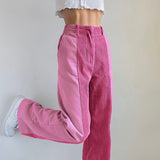 Znbbw Women Sweet Corduroy Patchwork Straight Pants High Waist Baggy Holiday Fashion Harajuku Vintage Casual Wide Leg Trousers 912