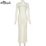 znbbw Fall Winter Knitted White Sexy Sweater Maxi Dresses Women 2023 Long Sleeve Bodycon Dress Ladies Club Black Long Dress