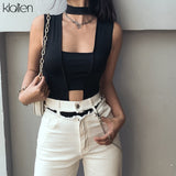 Znbbw black sexy skinny female bodysuits 2023 summer fashion beach casual vacation hollw out sleeveless low cut bodysuit lady