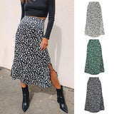 Znbbw New Sexy Leopard Print Chiffon Split Skirt Casual Fashion Long Skirts for Women Spring Summer Zip Elegant Female Skirt