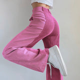 Znbbw Women Sweet Corduroy Patchwork Straight Pants High Waist Baggy Holiday Fashion Harajuku Vintage Casual Wide Leg Trousers 912