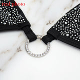 Znbbw Sexy Diamond Underwear Bra Party Set Women Deep-V Halter Bra Sets Female 2 Piece Bralette and Thong Fashion Black White