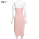Znbbw Fashion Elegant Party Strap Dress Women Summer 2023 New Solid Pink Simple Office Lady Street Vacation Beach Dress