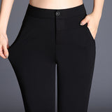 Znbbw Women Flare Pants High Waist Office Straight Trousers Spring Autumn Navy Black Stretch Casual Pant Femme Size S-4XL