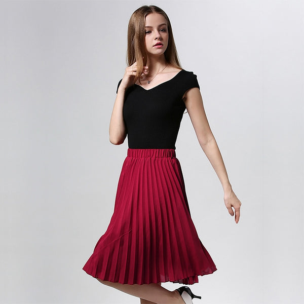 Znbbw Women Chiffon Pleated Skirt Vintage High Waist Tutu Skirts Womens ...