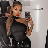 Znbbw halter one-shoulder sexy bodysuit women new fashion winter spring solid bodycon casual body