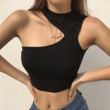 Znbbw Summer Sleeveless Sexy Women Girls Summer Vest Crop Top Shirt Blouse Casual Slim Black Tanks Hot S M L