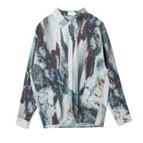 znbbw Casual Abstract ink printing Long Sleeve Women Blouse Tunic Shirt Turn-Down Collar Loose 2023 Autumn Oversize Ladies Tops