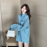 Znbbw Oversized Blue Shirts Womens Spring Autumn Blouses Fashion OL Blusa Tops Casual Solid Long Sleeve White Shirt Oversize