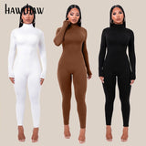 Znbbw Women Autumn Winter Long Sleeve Bodycon Soild Color Turtleneck Jumpsuit Romper Playsuit 2023 Famale Clothing Streetwear