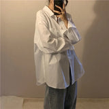 znbbw Minimalist Oversize Long Sleeve Button Up Women White Shirt Loose Basic Shirts 2023 Spring New In Female Clothing Tops