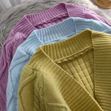 Znbbw Vintage Short Cardigan Knitted Sweater Women 2023 Autumn Winter Long Sleeve Solid Sweaters Coat & Jackets Women